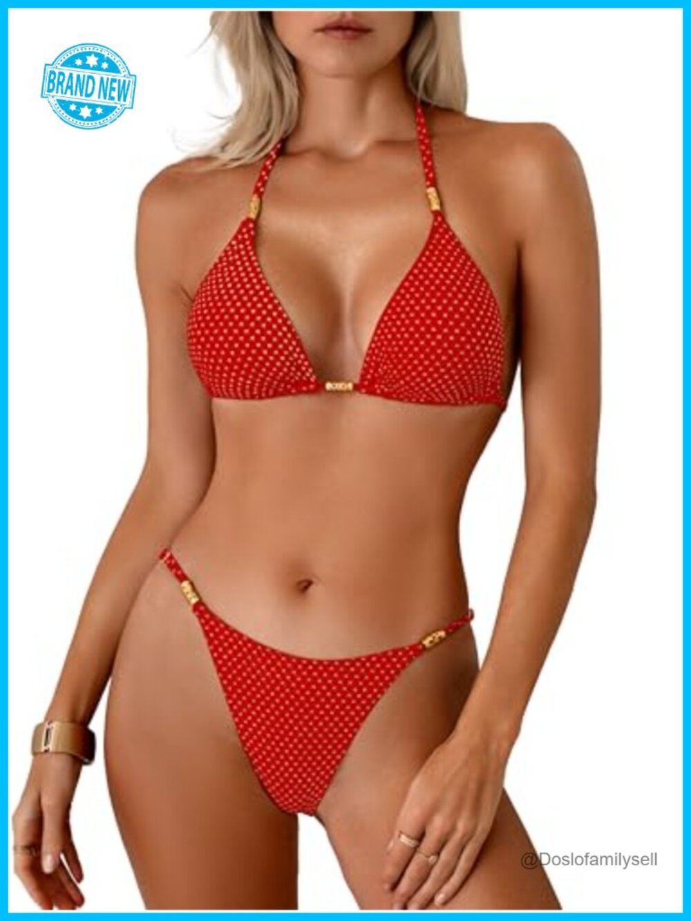 Women's Halter Triangle Bikini Set Textured Two Piece Swimsuit Bathing Suit